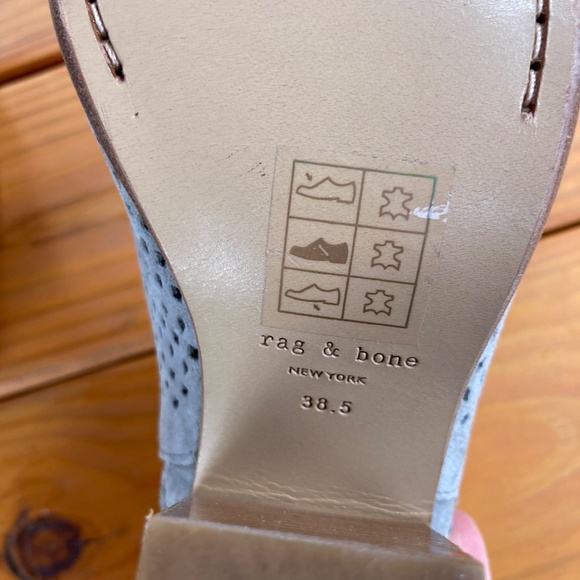 Rag and Bone Margot Suede Gray  Heeled Booties Size 38.5 Perforated Design - Picture 9 of 12
